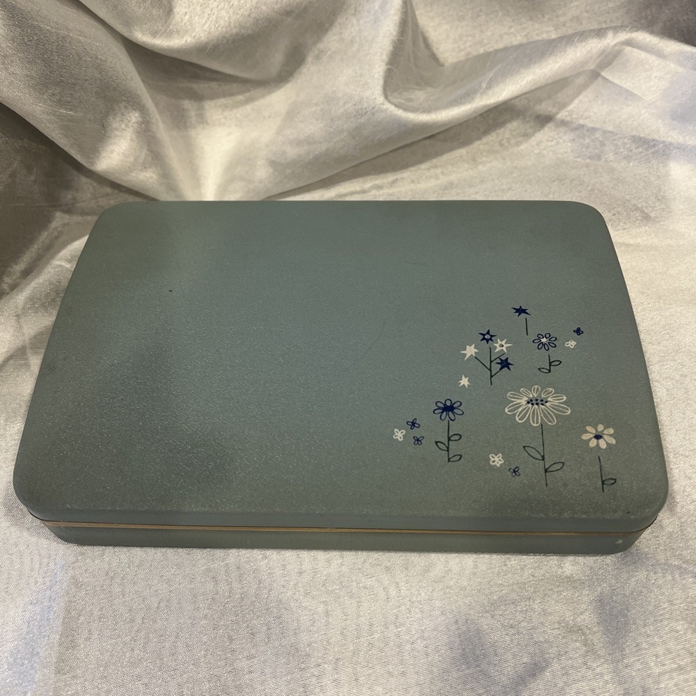 Farrington Vintage Clamshell‎ Jewelry Case 60s Travel USA Classic Blue 8.5"x6"